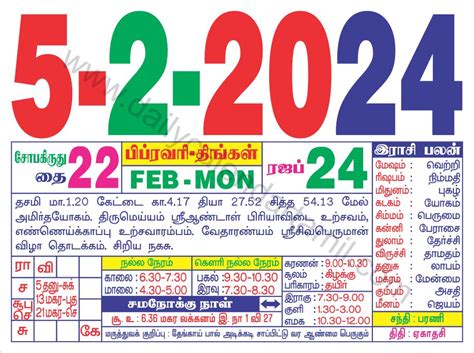 Nalla Neram in 2024, Auspicious Time Today .